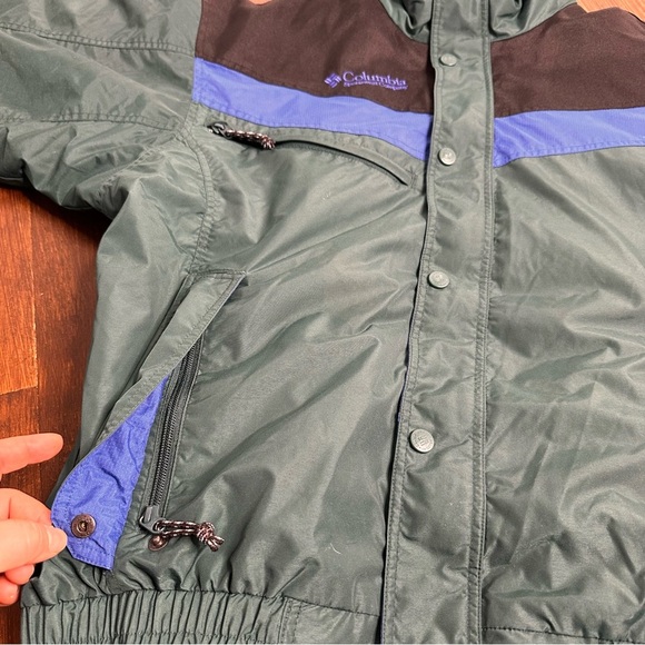 Vintage Columbia Powder Keg Ski Jacket Blue Green Mens Large w/ Coat Insert Warm - Picture 10 of 16